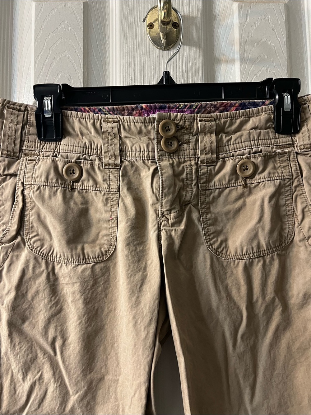 Vintage Y2K American Eagle Outfitters Low-Rise Khaki Cargo Capri Pants Women’s 0 - Picture 4 of 8